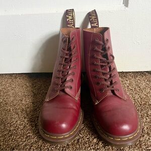 Doc Martens 1460 Vintage Made in England Lace Up Boots Red